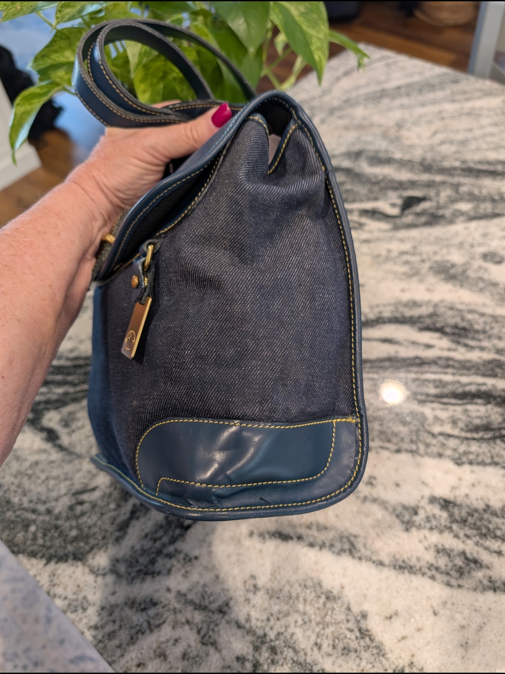 Dooney & Bourke Cabriolet Denim Drawstring Backpack - VINTAGE - Picture 6 of 7